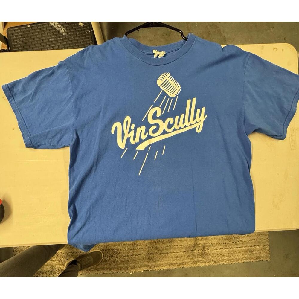 Vin Scully Soul Massive T-Shirt XL Blue Los Angeles Dodgers Voice Vintage Style